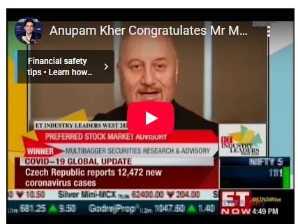 Anupam Kher Congratulates Mr Manish Goyal, MD and CEO of Multibagger Securities Research & Advisory