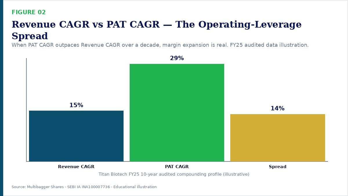 Revenue CAGR vs PAT CAGR operating leverage spread illustration