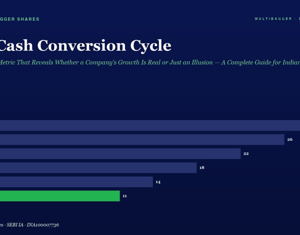Infographic Showing Cash Conversion Cycle in Days from Fy20 to Fy25 Bars Decline from 28 to 11 Days Last Bar Green