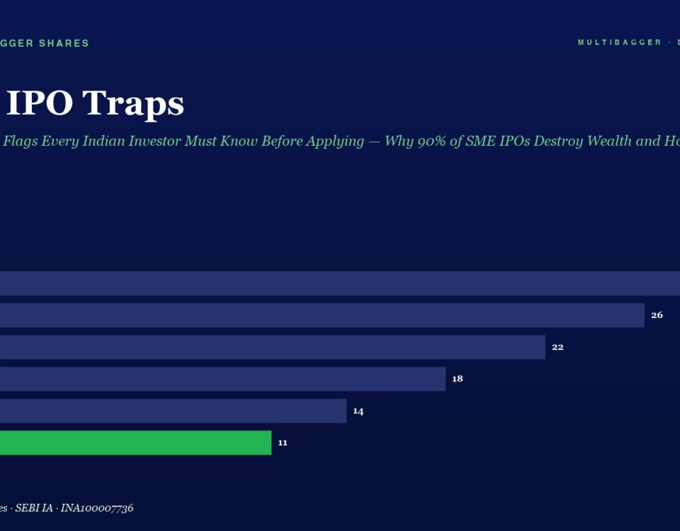 Infographic Titled Sme Ipo Traps Horizontal Bar Chart of Yearly Figures Fy20fy25 with Fy25 Highlighted in Green at 11 and Previous Bars in Blue Hues
