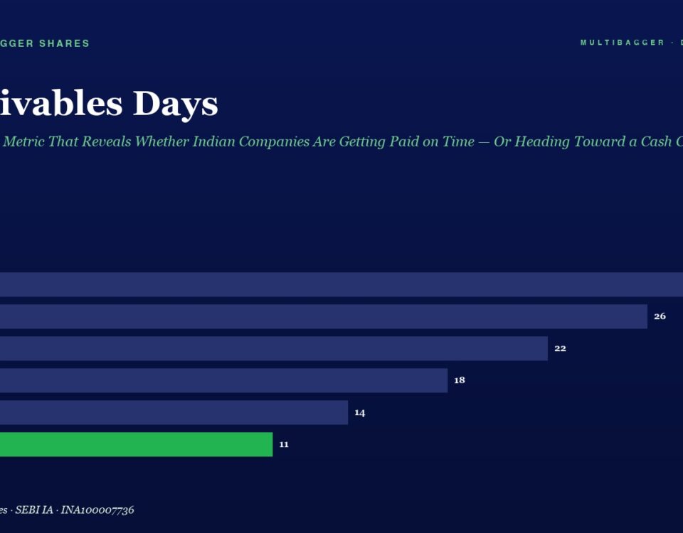 Infographic Titled receivables Days Showing a Dark Blue Bar Chart from Fy20 to Fy25 with Values 28 26 22 18 14 and 11 fy25 Green