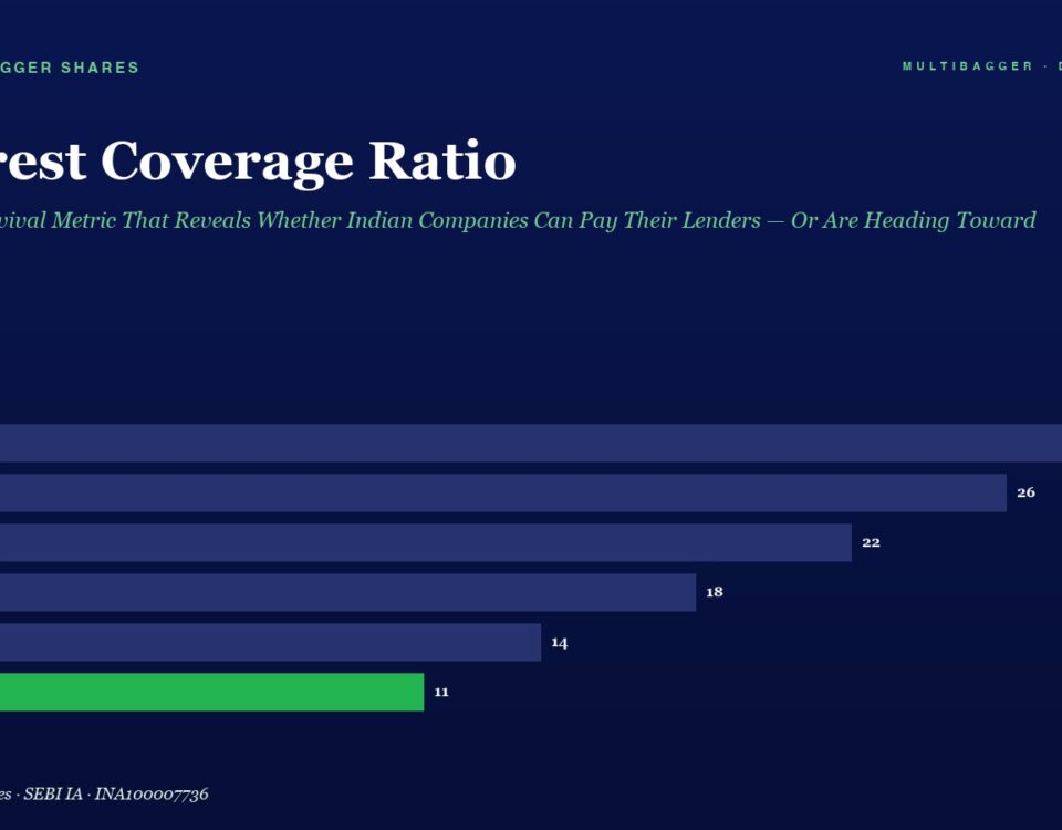 Title interest Coverage Ratio with Subtitle Horizontal Bar Chart Shows Fy20fy25 Values Trend Downward Fy25 Green Bar at 11