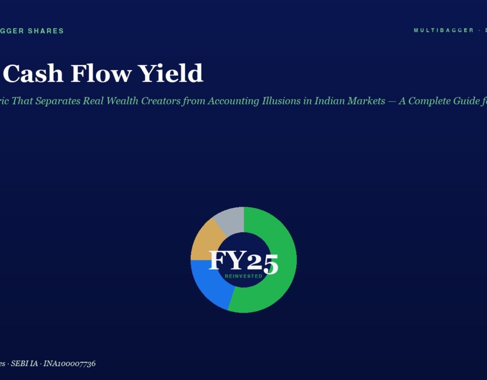 Hero Section for Article free Cash Flow Yield with Green Subtitle on a Dark Blue Background a Multicolor Donut Chart Labeled fy25 Reinvented Sits Below