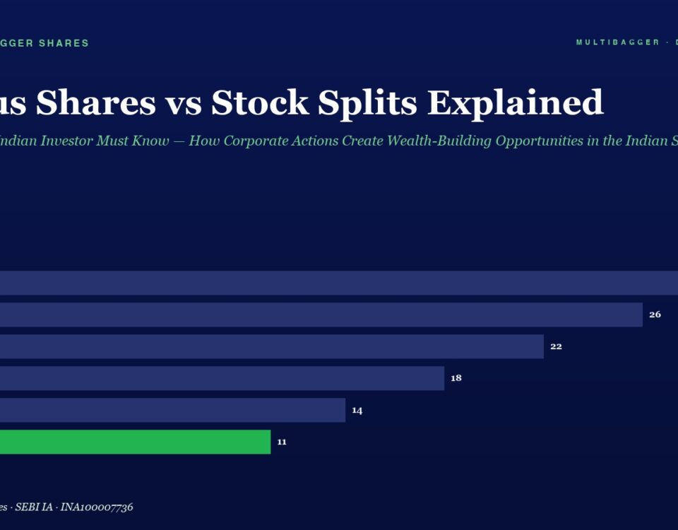 Article Header bonus Shares Vs Stock Splits Explained with a Green Subtitle a Horizontal Bar Chart Compares Fy20fy25 Values Fy25 Highlighted in Green at 11