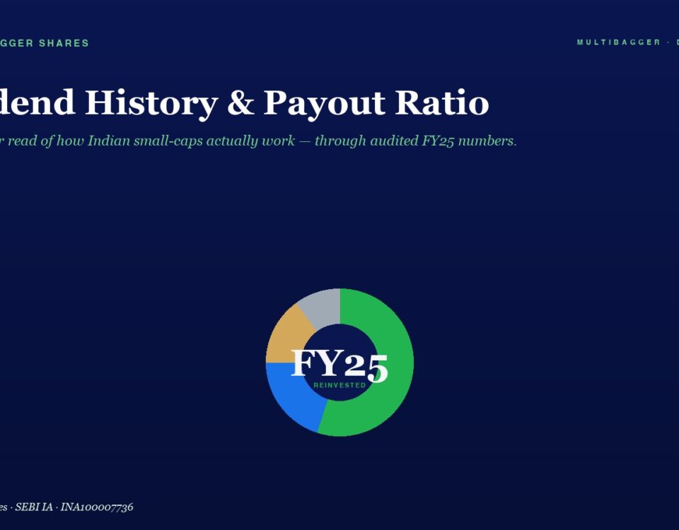 Hero Banner with the Title dividend History  Payout Ratio Subtitle Line and a Central Multi colored Donut Chart Labeled fy25 Reinested reinvested
