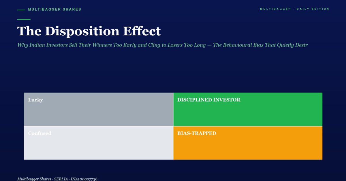 Four color Infographic with a Two by two Grid Top left lucky gray Top right disciplined Investor green Bottom left confused light Gray Bottom right bias trapped orange