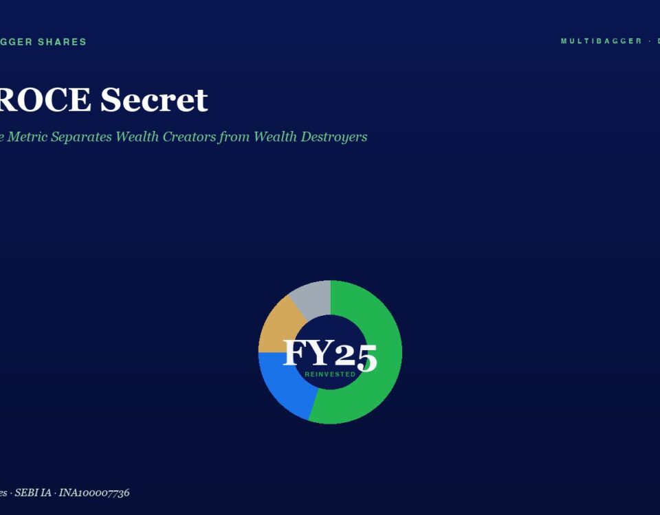 Header with Title the Roce Secret and Green Italic Subtitle on a Dark Blue Gradient a Multicolored Circular Chart Labeled Fy25 Reinvested Sits Centered