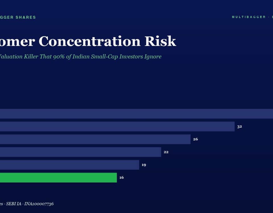 Horizontal Bar Chart Titled customer Concentration Risk Showing Yearly Values Fy20fy25 Fy20 38 Fy21 32 Fy22 26 Fy23 22 Fy24 19 Fy25 16 with Fy25 Bar Highlighted in Green