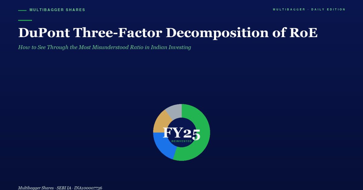 Site Hero with a Dark Blue Background Large White Title dupont Three factor Decomposition of Roe and Green Subtitle Centered Multicolor Donut Chart Labeled Fy25 Reinvented
