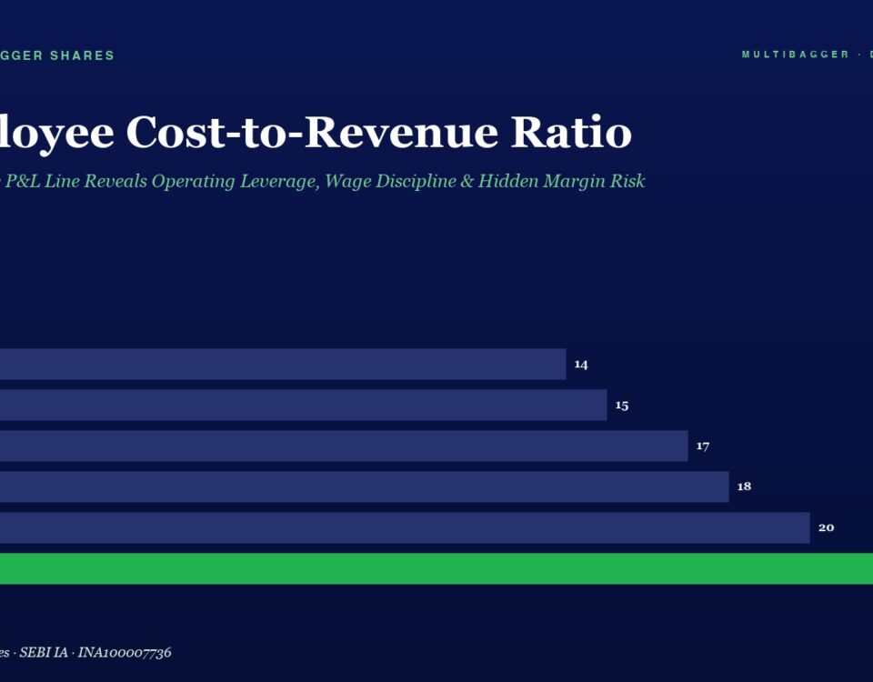 Infographic Employee Cost to revenue Ratio by Fiscal Year Rising from Fy20 14 to Fy25 22 Fy25 Bar is Green