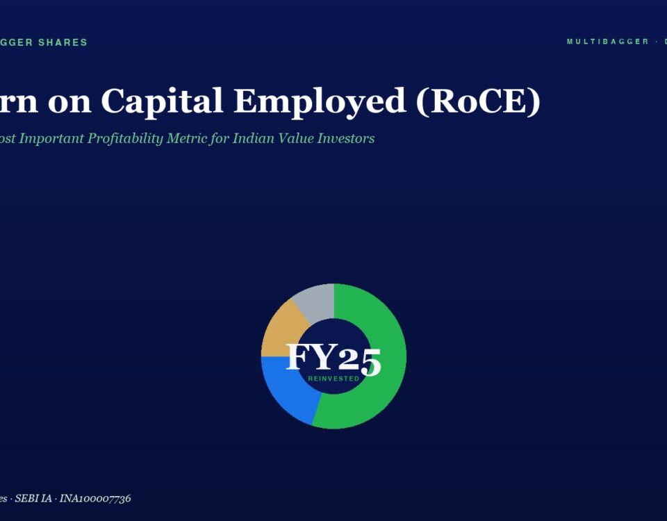 Hero Banner for return on Capital Employed roce Article with a Centered Circular Fy25 Chart on a Dark Blue Background Top Branding Visible