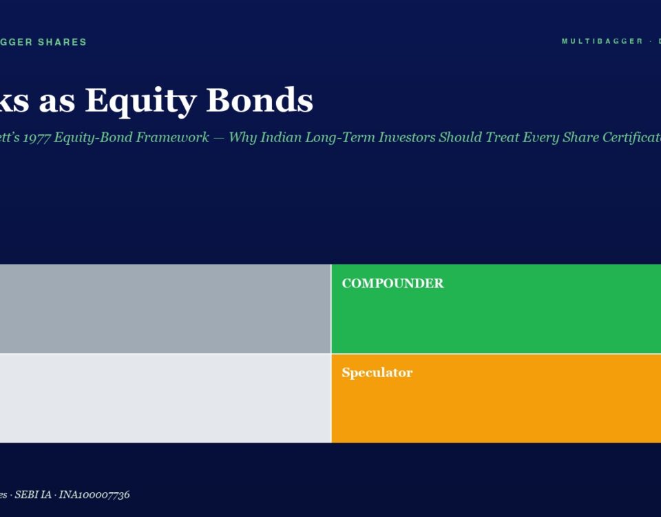 Dark Blue Website Hero with Headline stocks As Equity Bonds and Green Subtitle a 2x2 Color block Grid Trader gray Compounder green Drift light Gray Speculator orange Subtle Footer Text