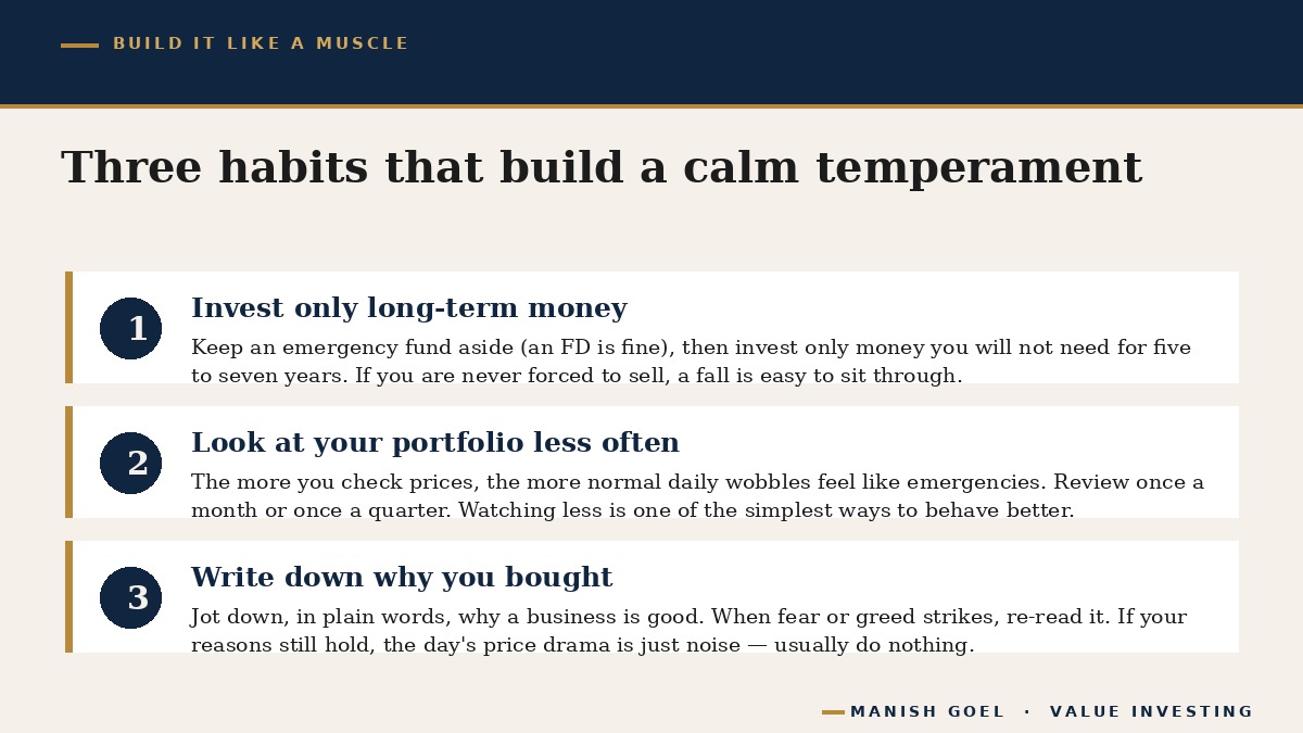 Three simple habits to build a calm investing temperament