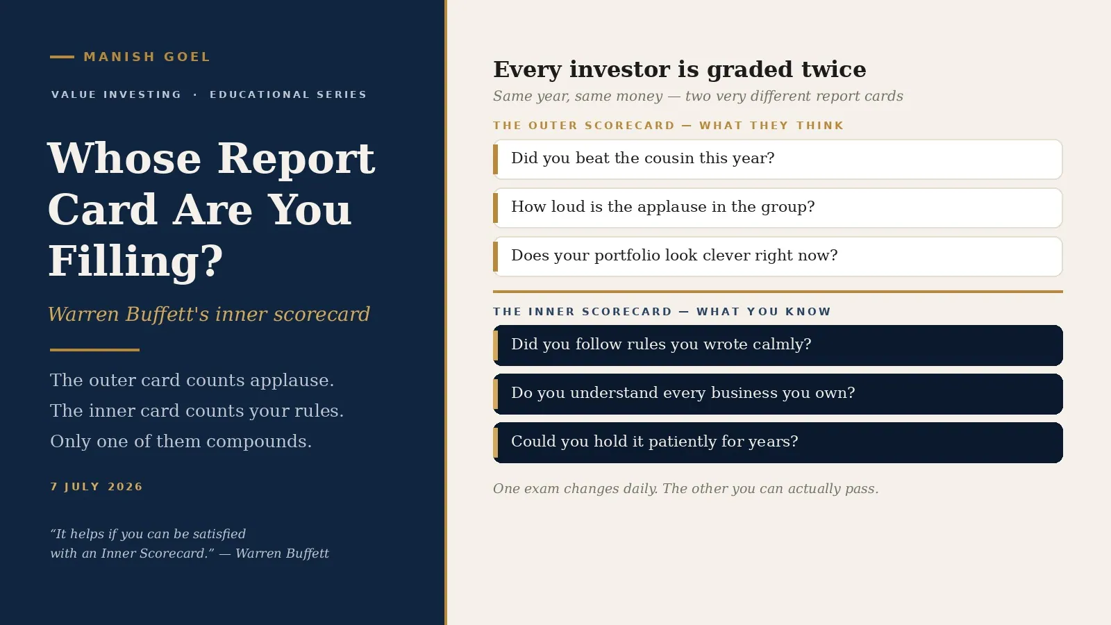 Whose report card are you filling? Warren Buffett's inner scorecard for the everyday investor