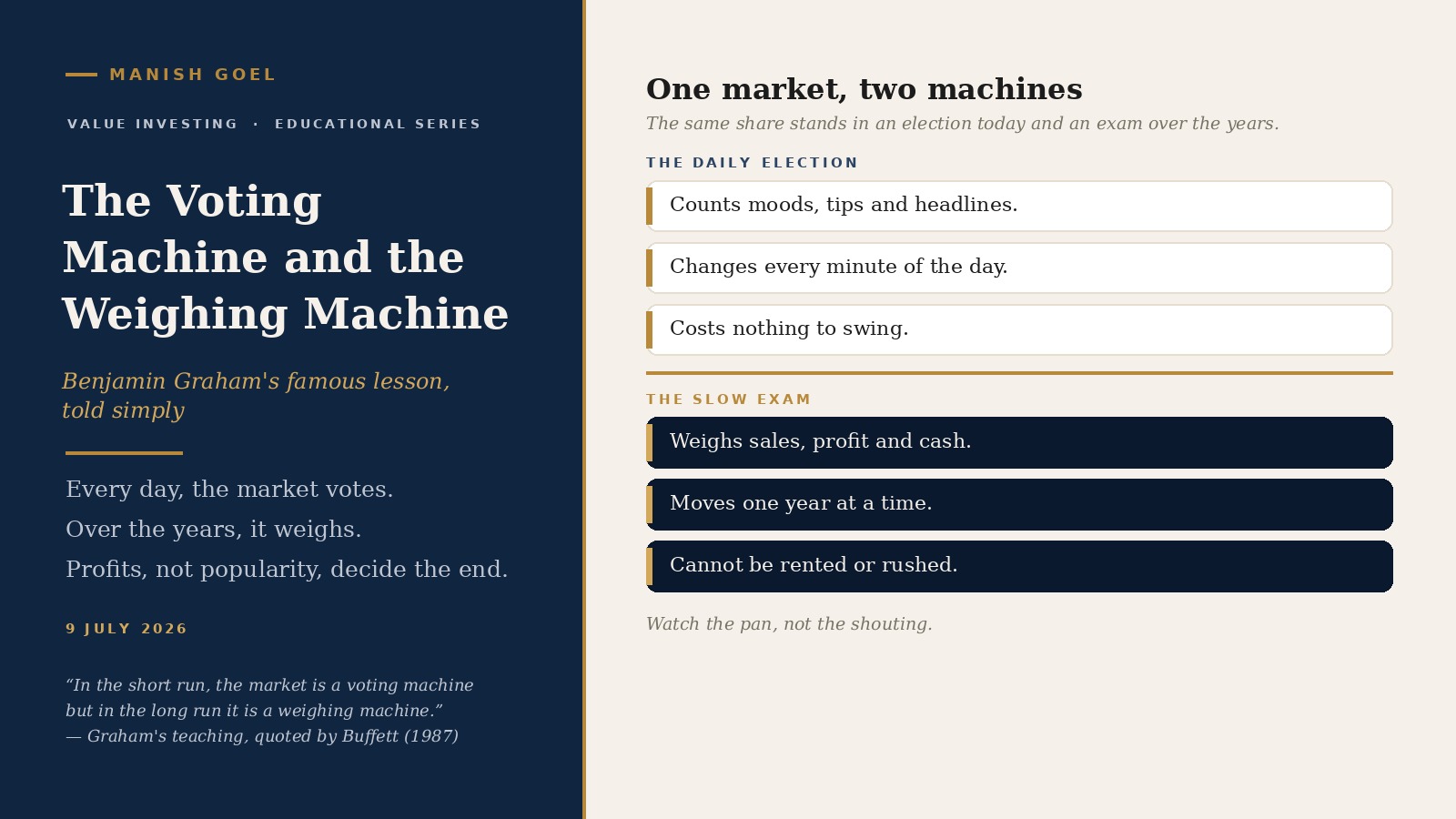 The voting machine and the weighing machine: Benjamin Graham's famous lesson on why popularity fades and profits win