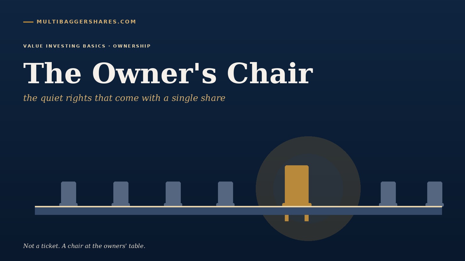 The owner's chair: the quiet rights that come with a single share — a row of chairs at the owners' table, one of them yours