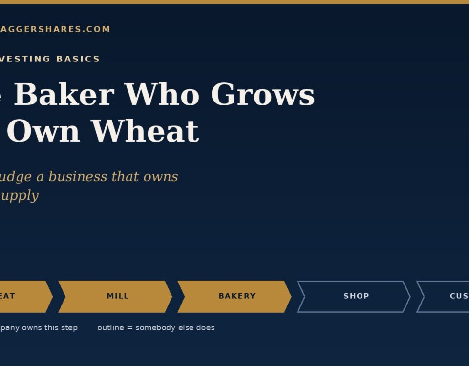 Navy Cover for the Baker Who Grows His Own Wheat Showing a Five link Chain from Wheat to Customer with the First Three Links in Gold