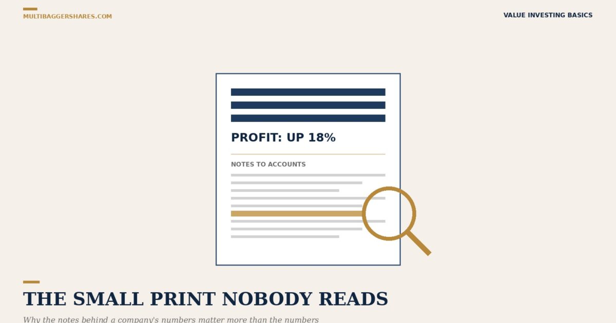 a Document with a Magnifying Glass over a Highlighted Line in the Notes to Accounts