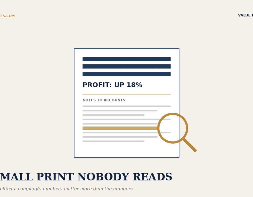 a Document with a Magnifying Glass over a Highlighted Line in the Notes to Accounts