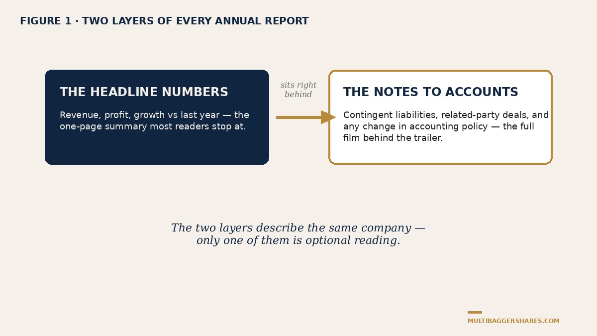 Two layers of every annual report: the headline numbers and the notes to accounts