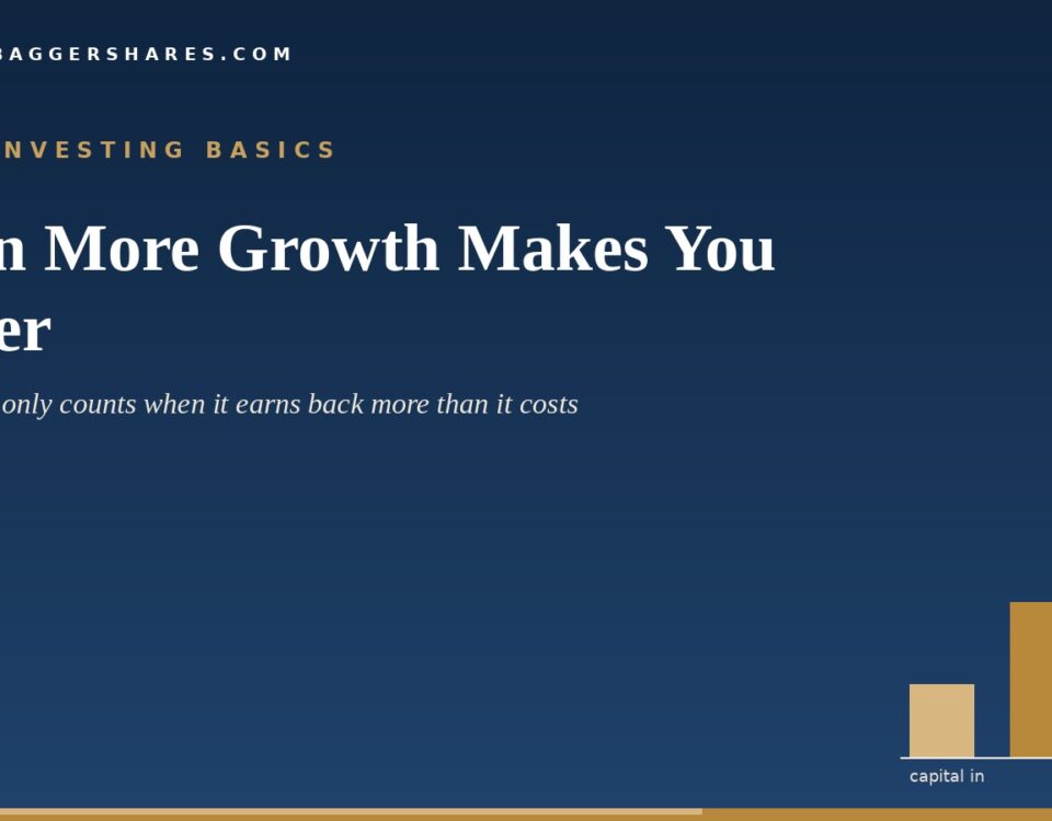 Hero Banner with Logo Top left Title when More Growth Makes You Poorer and Subtitle About Growth Costs Bottom right Shows a Four bar Chart Labeled capital In and value Lost in Beige to Brown Bars