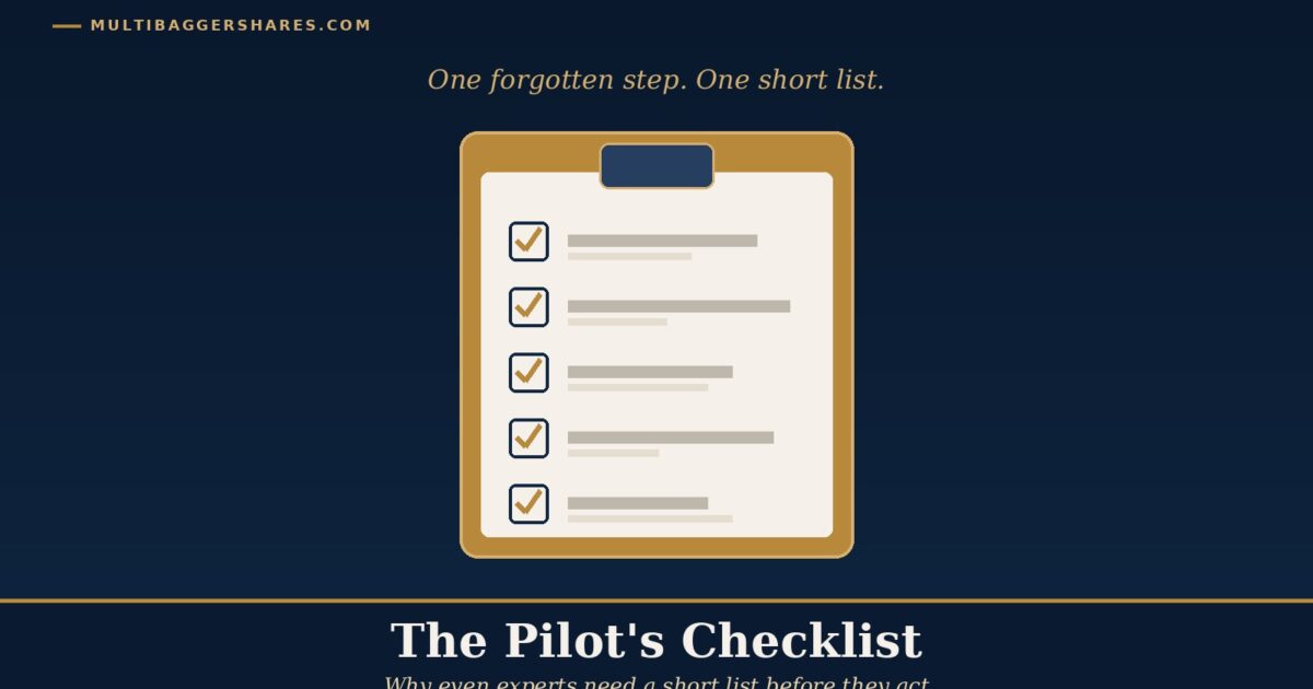 Cover Illustration a Navy Clipboard with a Gold Checklist of Five Ticked Boxes Under the Headline the Pilots Checklist