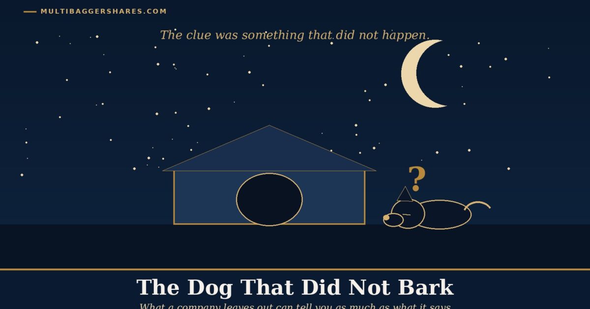 Cover Illustration a Night Sky with a Crescent Moon over a Small Kennel Where a Dog Lies Silent Under the Headline the Dog That Did Not Bark