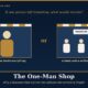 Cover illustration a shop with one large figure at the counter on the left and a shop with a whole team and a written rulebook on the right under the headline The OneMan Shop | Multibagger Shares Cover Illustration a Shop with One Large Figure at the Counter on the Left and a Shop with a Whole Team and a Written Rulebook on the Right Under the Headline the One man Shop