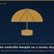 Cover Illustration a Large Gold and Navy Umbrella Drawn over a Neat Stack of Gold Coins with Raindrops Falling Around It Under the Headline an Umbrella Bought on a Sunny Day